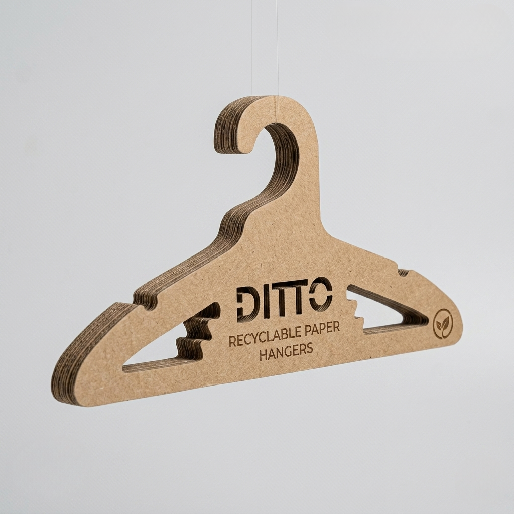 móc treo giấy (hanger) là phụ liệu được sản xuất từ giấy bìa cứng, dùng để treo sản phẩm thay thế móc nhựa truyền thống